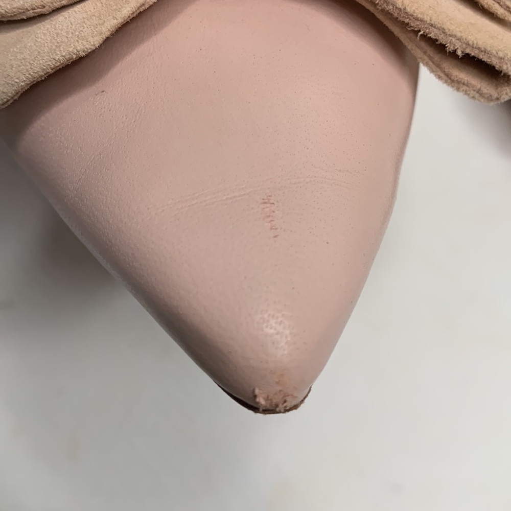 Tory Burch Rosalind Pale Pink Leather Ballet Flat with Bows S-168 Sz 7 - Picture 4 of 12